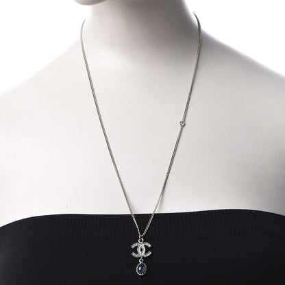 Chanel Resin CC Drop Necklace Silver Blue 2 of 6
