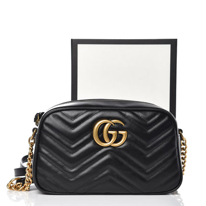 Gucci Calfskin Matelasse Small GG Marmont Chain Shoulder Bag Black 8 of 8