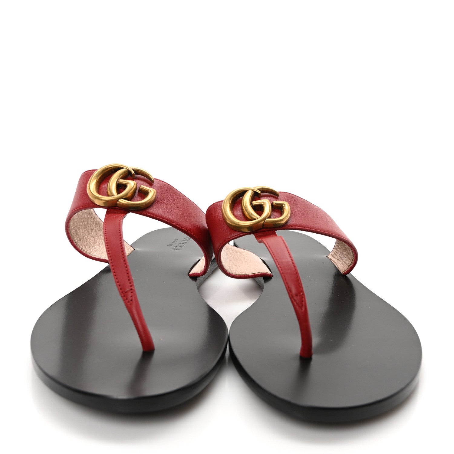 Gucci Calfskin GG Marmont Thong Sandals 38 Red 3 of 8