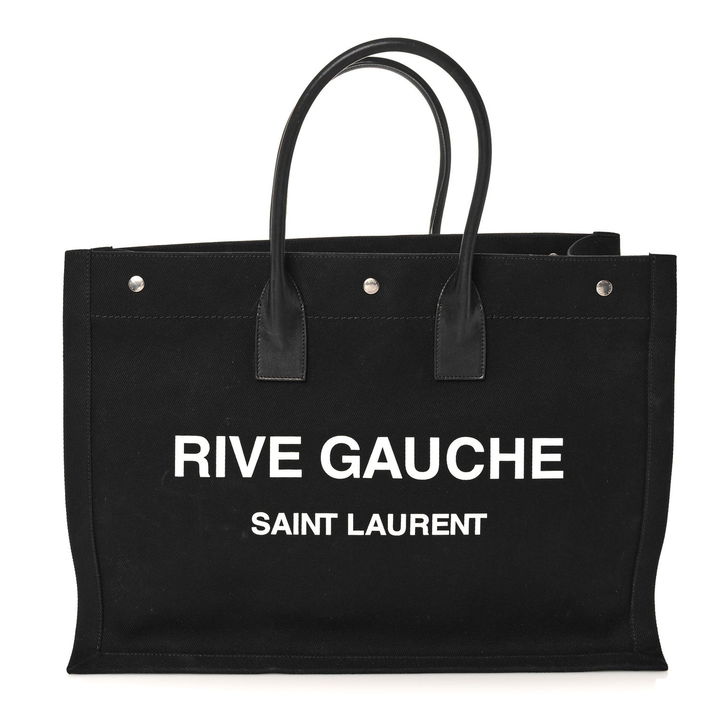 Linen Calfskin Rive Gauche Tote Black