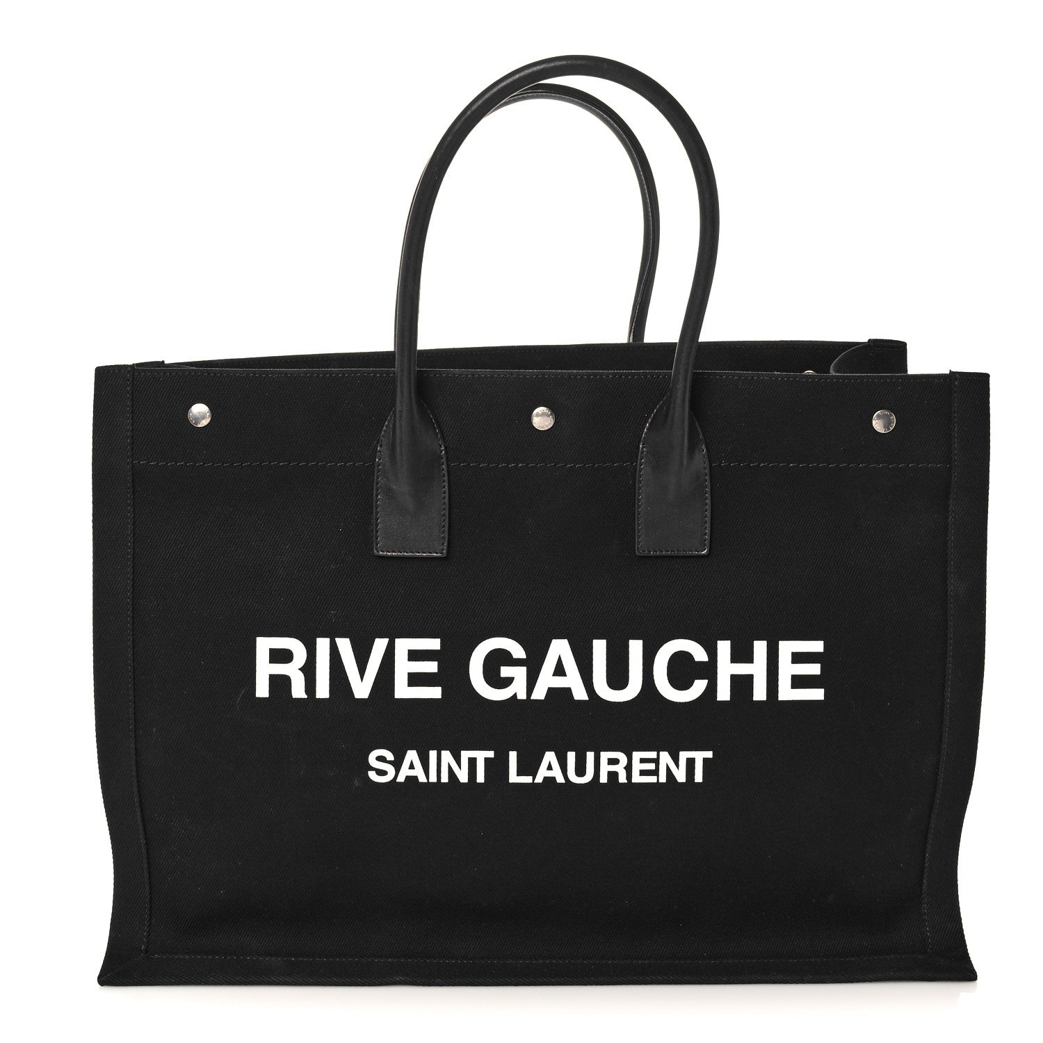 Saint Laurent Linen Calfskin Rive Gauche Tote Black 1 of 12
