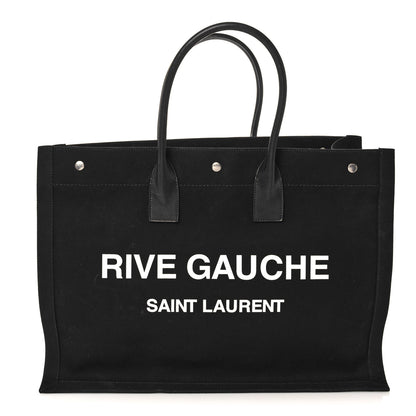 Saint Laurent Linen Calfskin Rive Gauche Tote Black 1 of 12