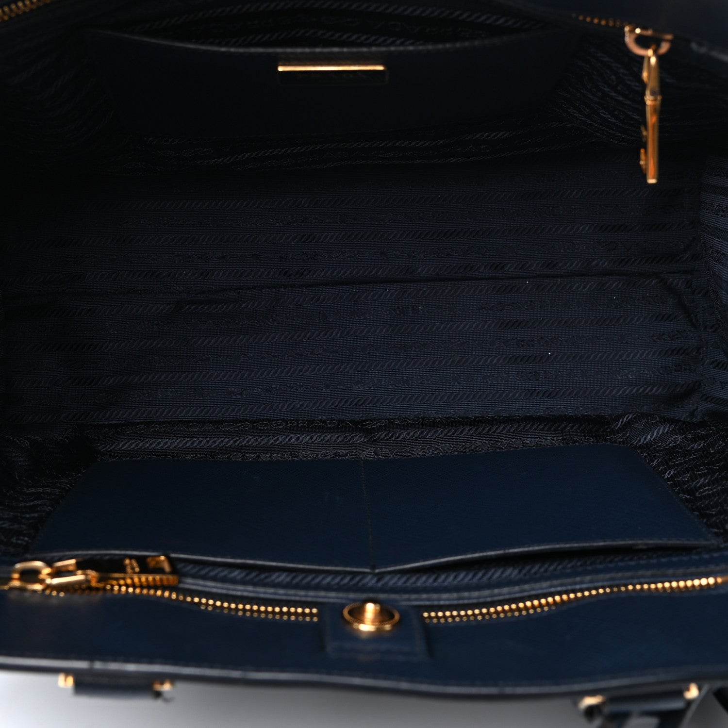 Prada Saffiano Lux Medium Bi-Color Tote Baltico Bluette 5 of 9