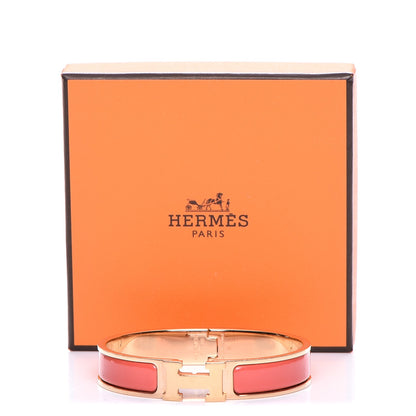 Hermes Enamel Clic Clac H Narrow Bracelet PM Rouge Corail 5 of 5