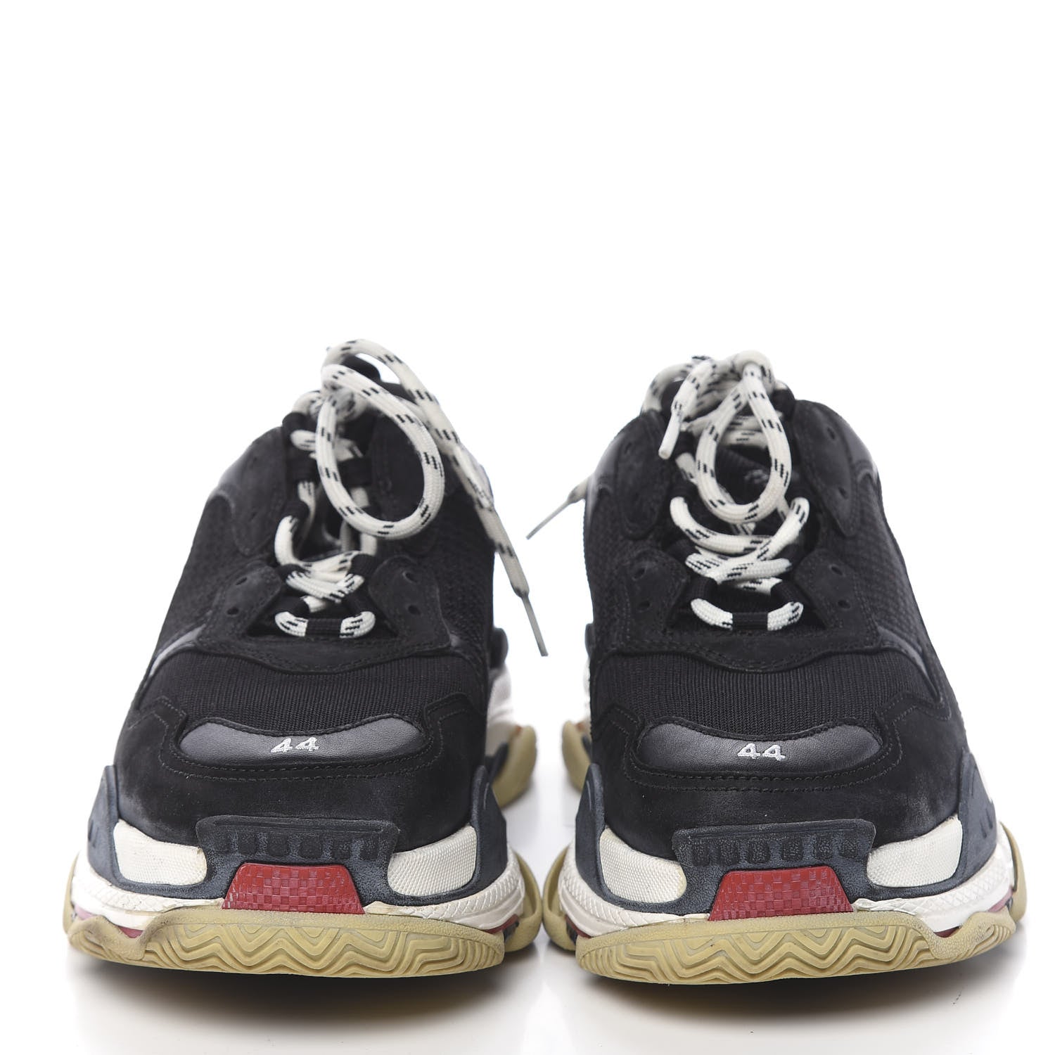 Balenciaga Fabric Mesh Washed Effect Mens Triple S Sneakers 44 Black Red 2 of 9