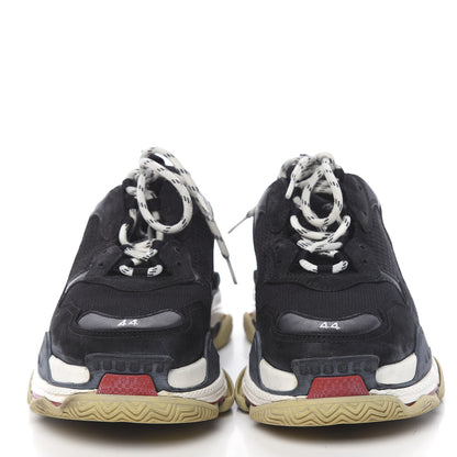 Balenciaga Fabric Mesh Washed Effect Mens Triple S Sneakers 44 Black Red 2 of 9