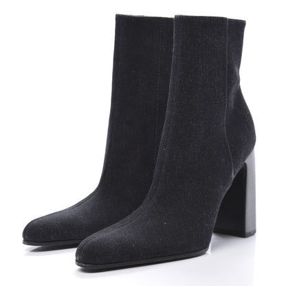 Balenciaga Denim Ankle Boots 38.5 Black 3 of 12
