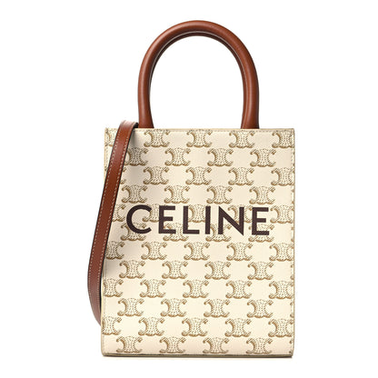 Celine Triomphe Canvas Calfskin Mini Vertical Cabas White 1 of 8