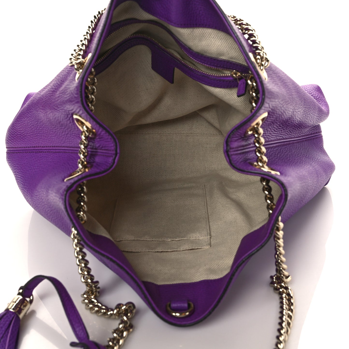 Pebbled Calfskin Medium Soho Chain Shoulder Bag Shine Purple