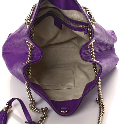 Gucci Pebbled Calfskin Medium Soho Chain Shoulder Bag Shine Purple 4 of 10