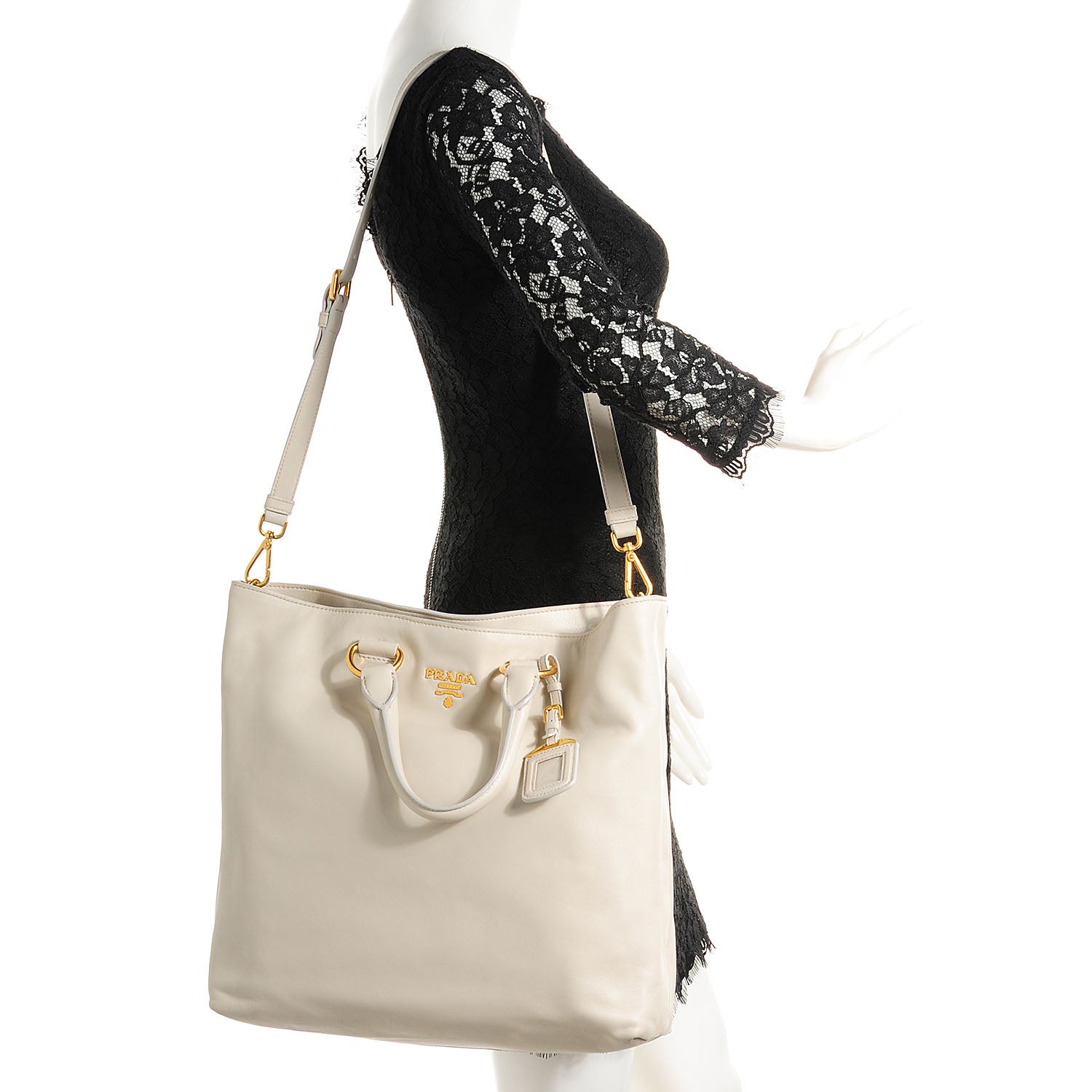 Prada Soft Calf Shopper Tote Ghiaccio 2 of 10