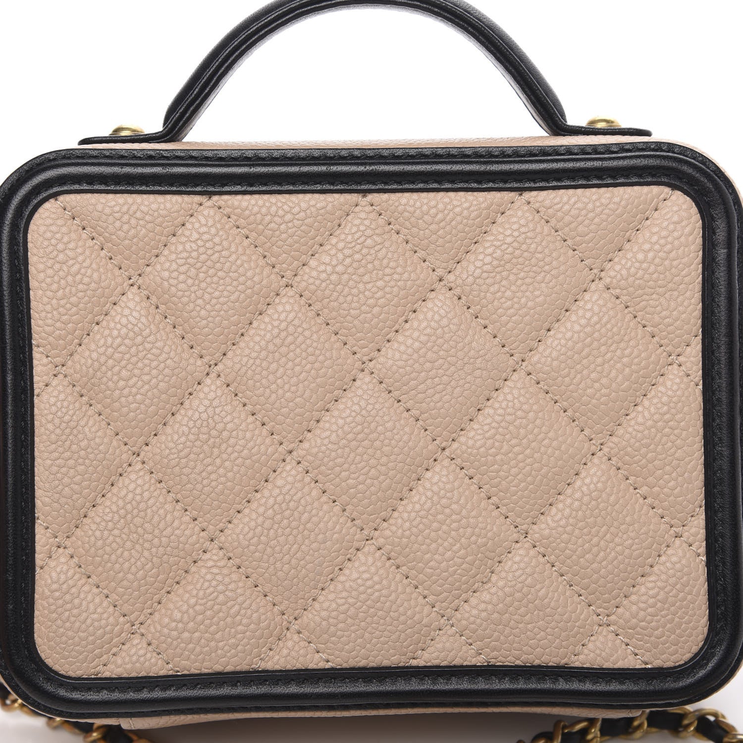 Chanel Caviar Quilted Small CC Filigree Vanity Case Beige Black 9 of 12