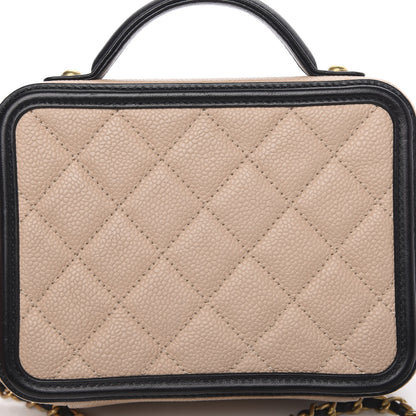 Chanel Caviar Quilted Small CC Filigree Vanity Case Beige Black 9 of 12