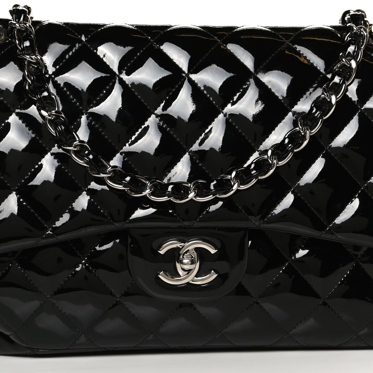 Chanel Patent Quilted Jumbo Double Flap Black 7 of 9