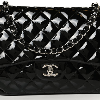 Chanel Patent Quilted Jumbo Double Flap Black 7 of 9