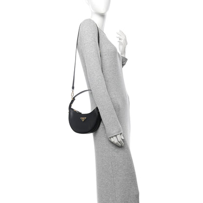 Prada Soft Calfskin Arque Shoulder Bag Black 2 of 10