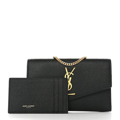 Saint Laurent Grain de Poudre Uptown Chain Wallet Black 3 of 11