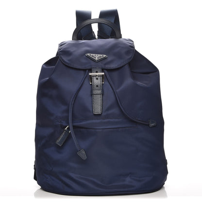 Prada Nylon Vela Saffiano Medium Cinch Backpack Baltico 1 of 7