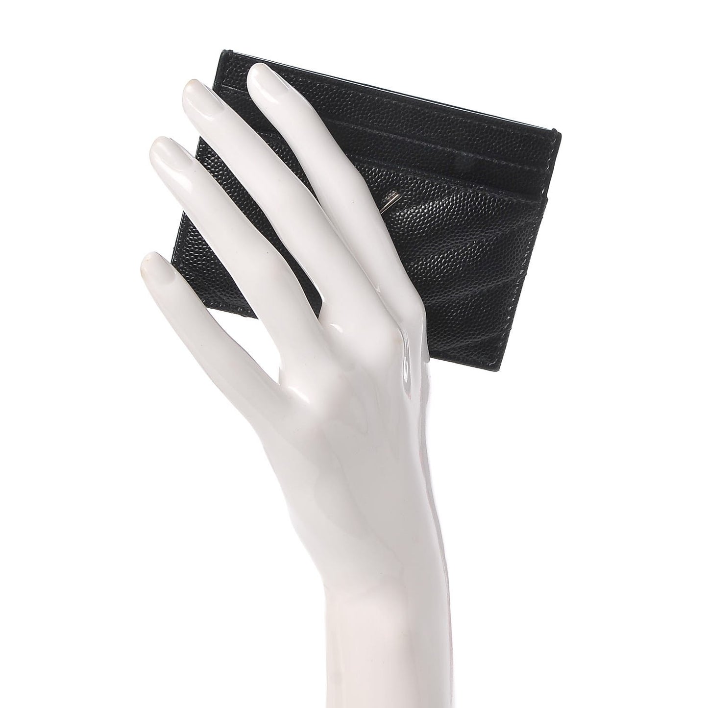 Grain De Poudre Matelasse Chevron Monogram Credit Card Case Black
