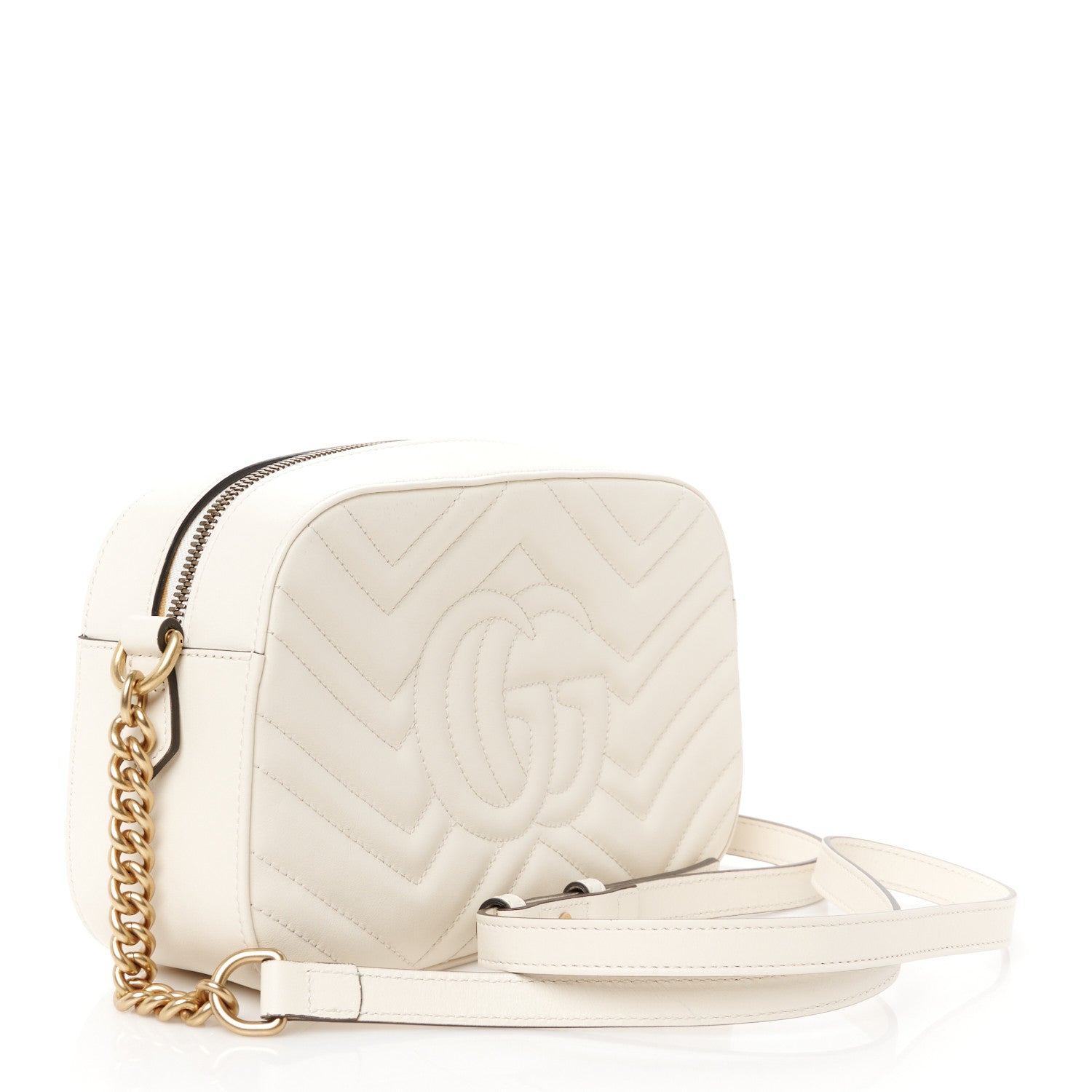 Gucci Calfskin Matelasse Animal Studs Small GG Marmont Chain Shoulder Bag White 3 of 10