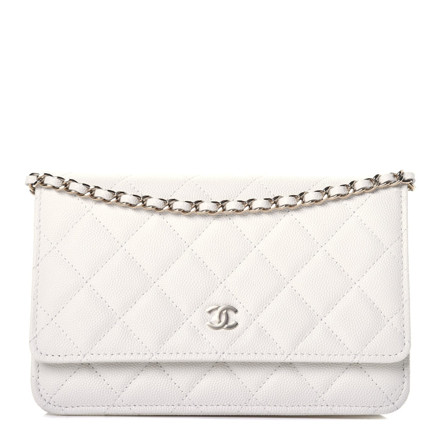Caviar Quilted Wallet On Chain WOC White