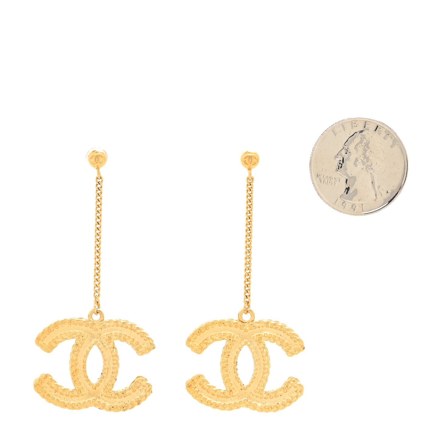 CC Drop Earrings Matte Gold