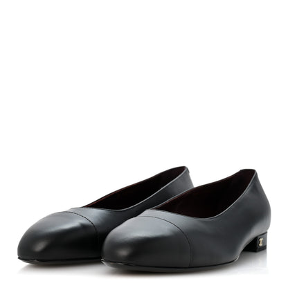 Chanel Lambskin Cap Toe CC Uniform Ballerina Flats 41 Black 4 of 10