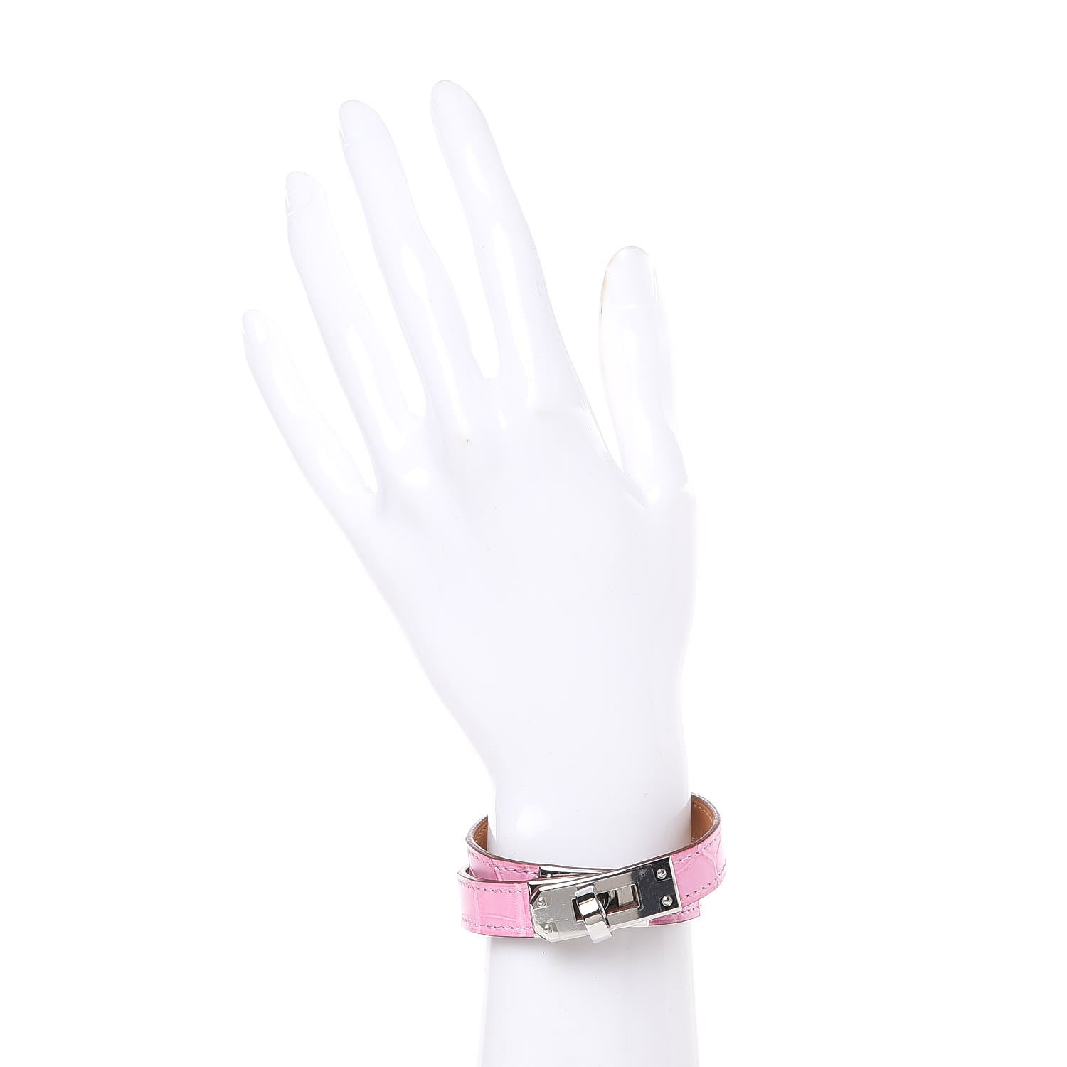 Hermes Matte Alligator Kelly Double Tour Bracelet T2 5P Pink 2 of 6