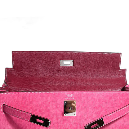 Hermes Epsom Candy Kelly Retourne 35 Rose Tyrien Rubis 17 of 26