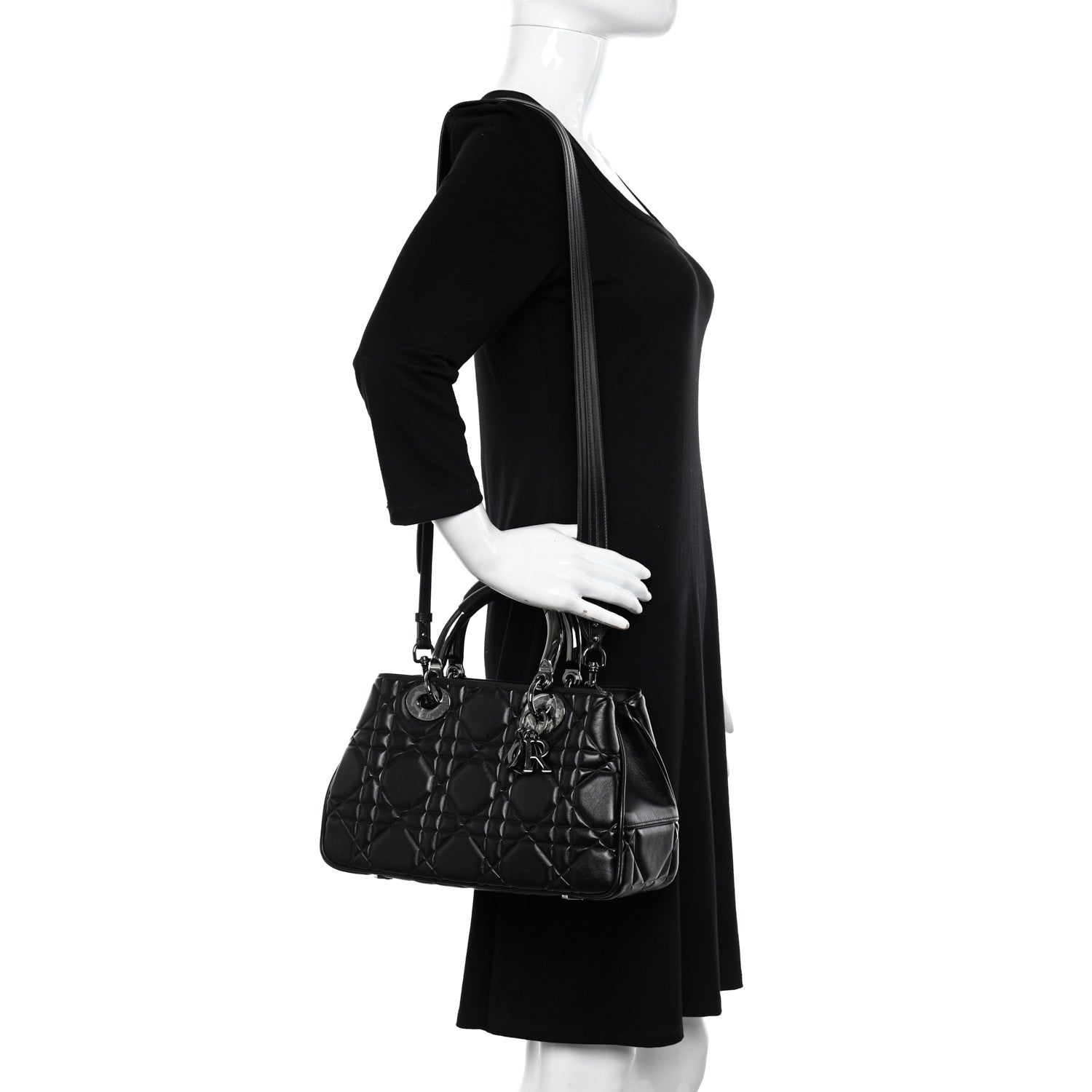 Christian Dior Lambskin Cannage The Lady 95.22 Black 2 of 10
