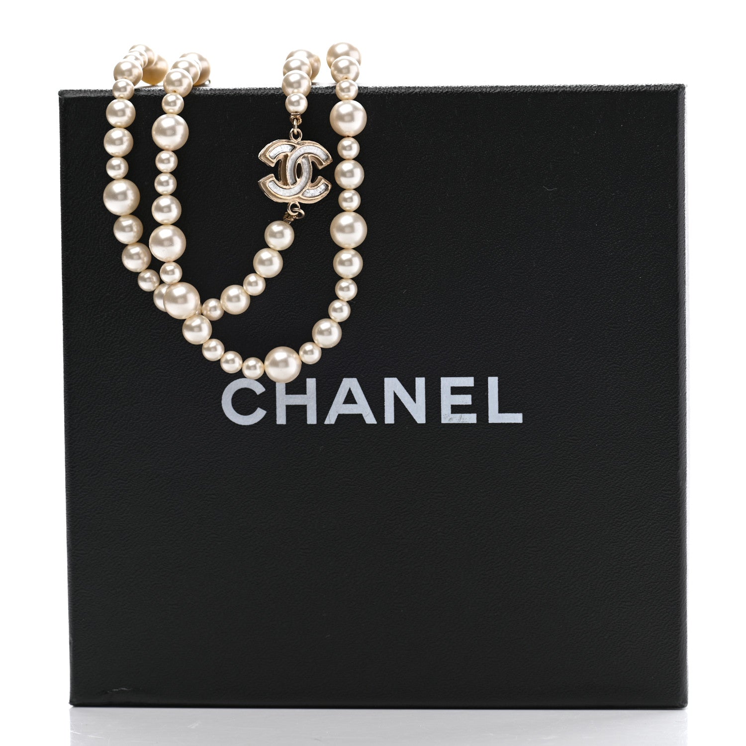 Chanel Graduated Pearl CC Long Necklace Gold 9 of 9