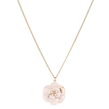 Chanel Enamel CC Camellia Pendant Necklace Gold 1 of 4