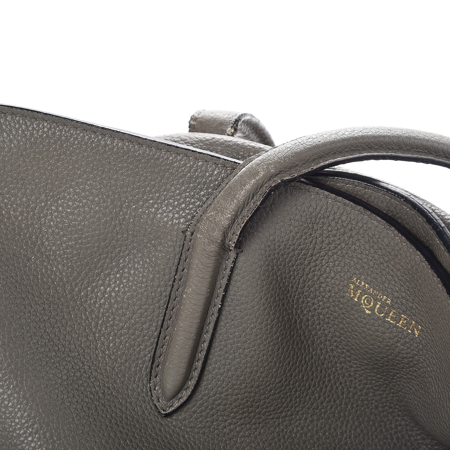 Alexander McQueen Pebbled Calfskin Large Skull Padlock Zip Around Tote Dark Grey 9 of 28