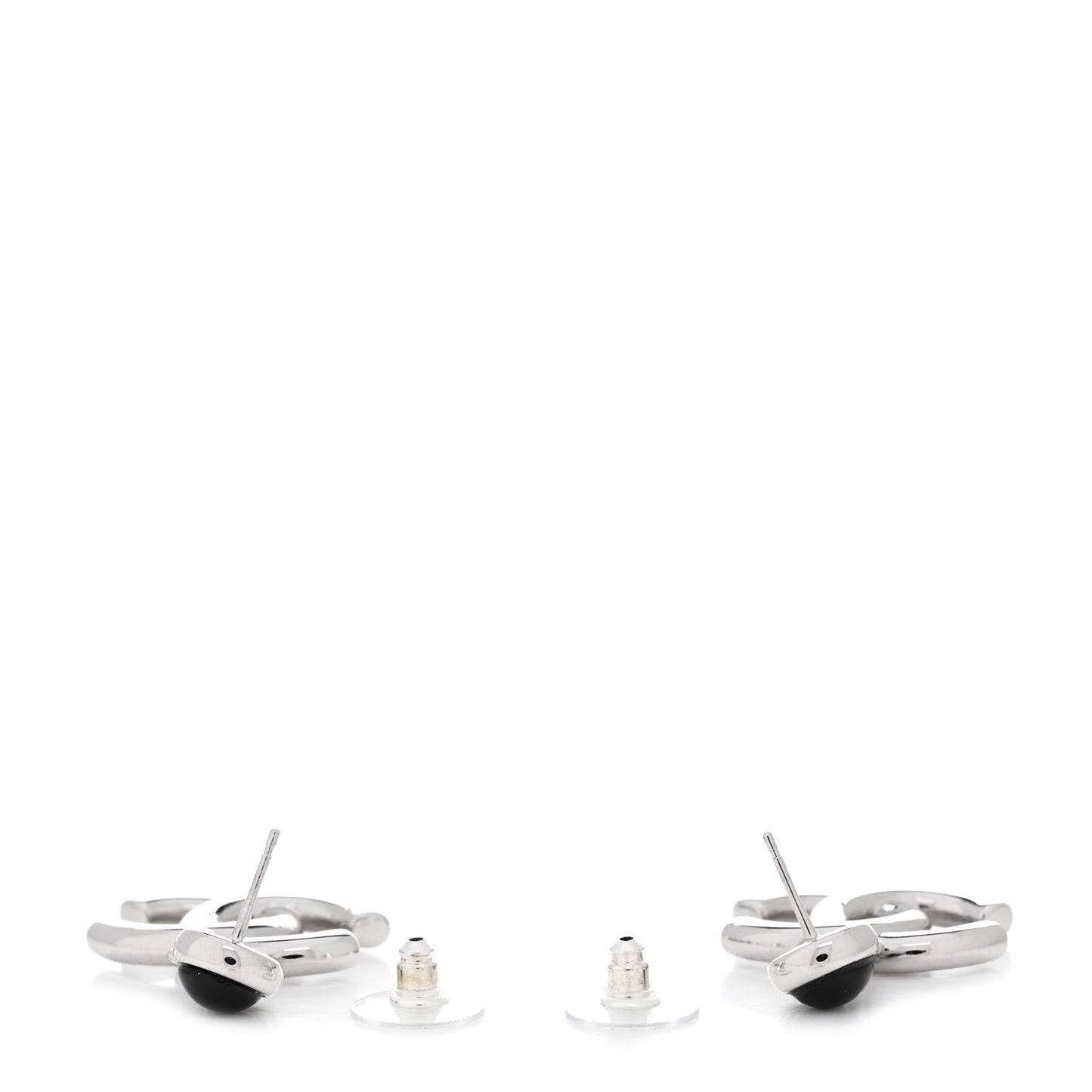 Resin CC Drop Earrings Silver Black