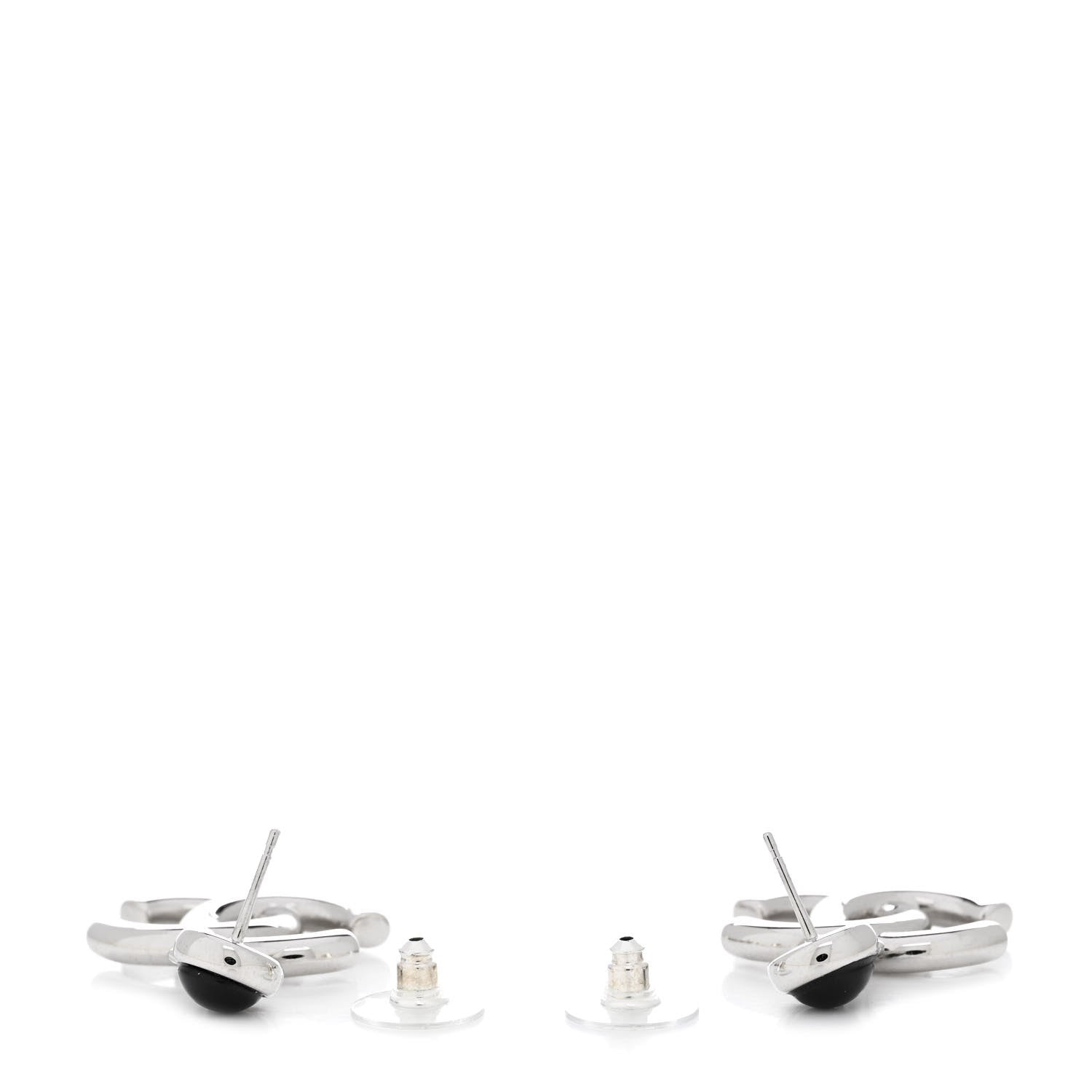 Chanel Resin CC Drop Earrings Silver Black 3 of 5