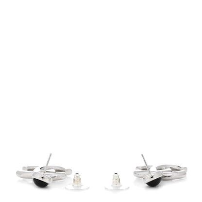 Chanel Resin CC Drop Earrings Silver Black 3 of 5