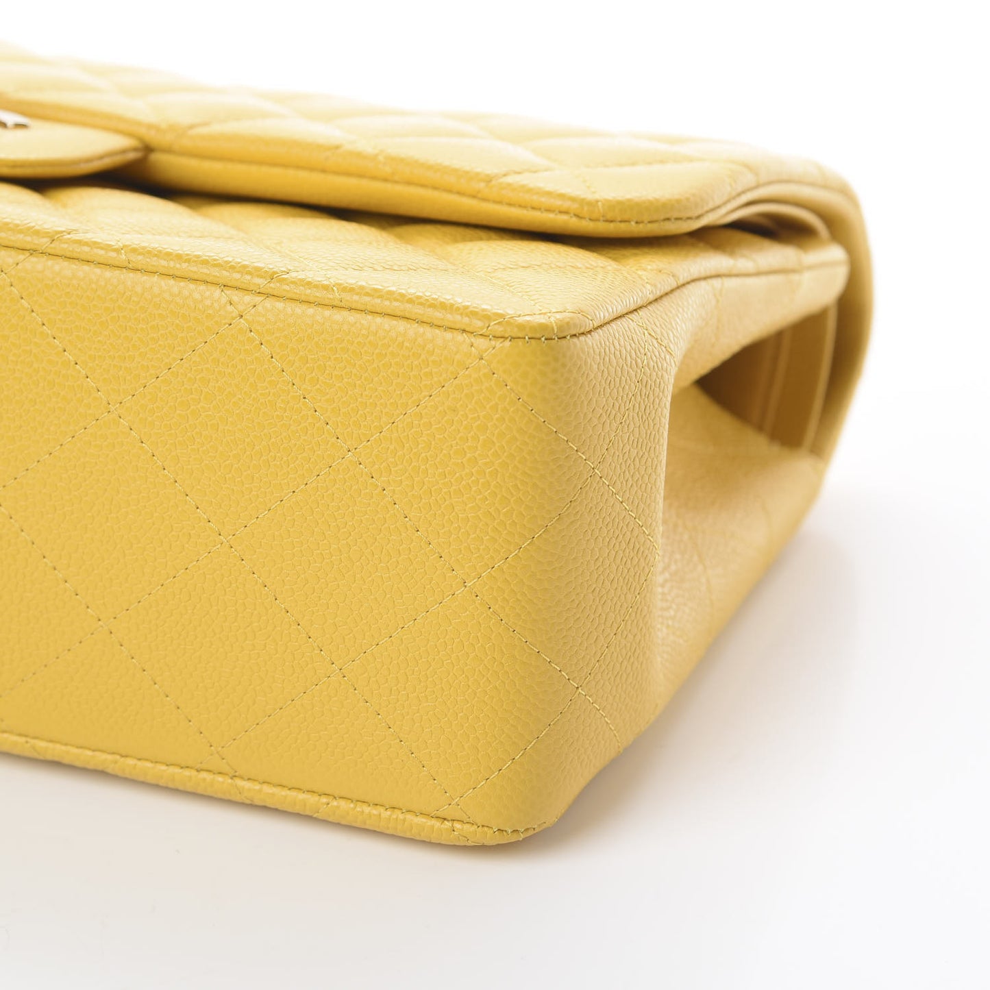 Caviar Quilted Jumbo Double Flap Yellow