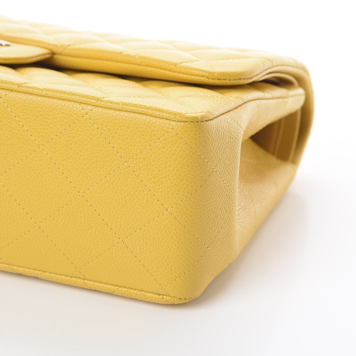 Chanel Caviar Quilted Jumbo Double Flap Yellow 5 of 8