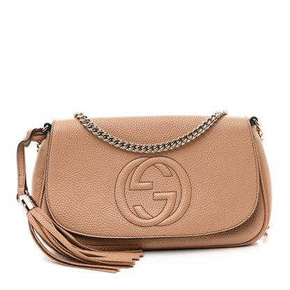 Gucci Pebbled Calfskin Medium Soho Flap Crossbody Camelia 1 of 10