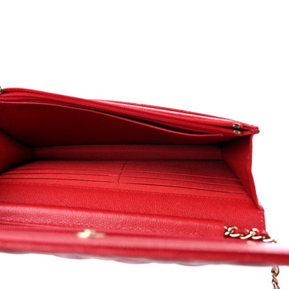 Chanel Caviar Quilted Wallet on Chain WOC Red 5 of 11