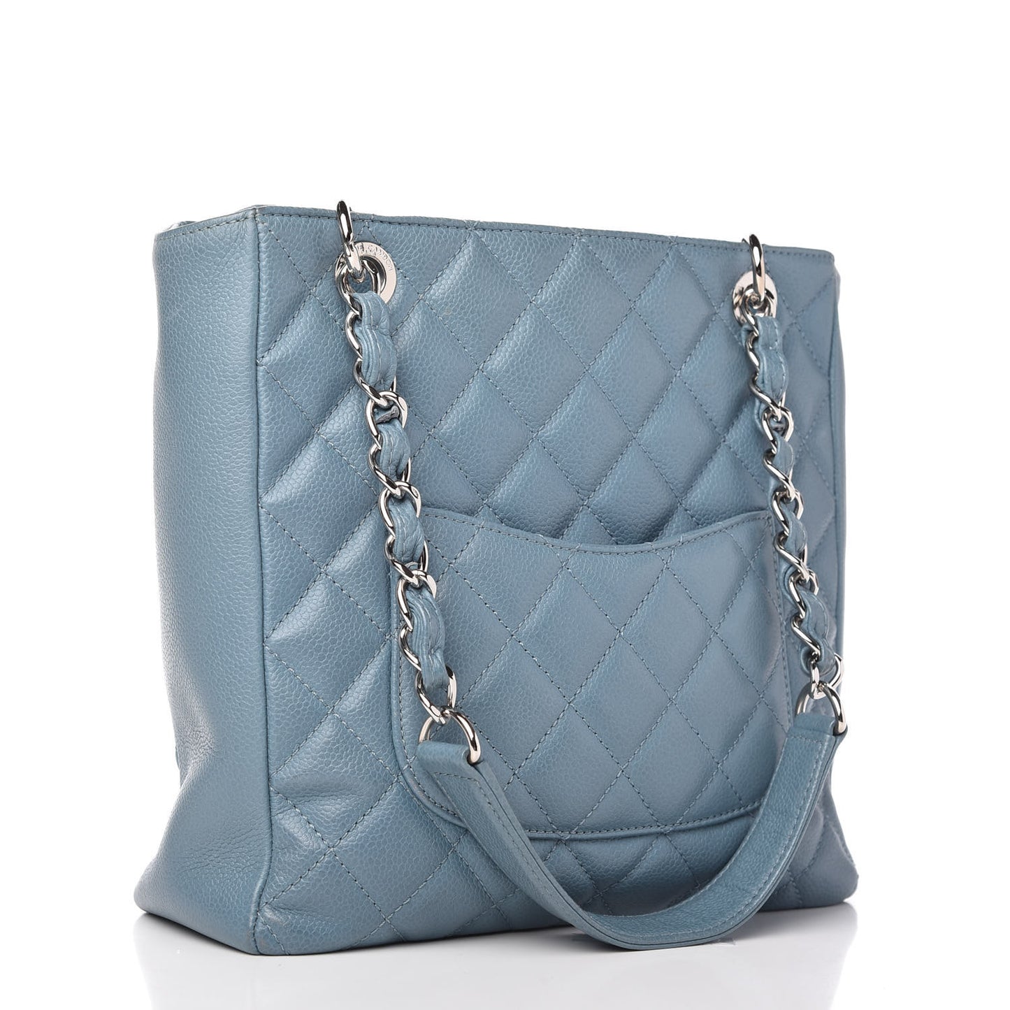 Caviar Quilted Petit Shopping Tote PST Blue