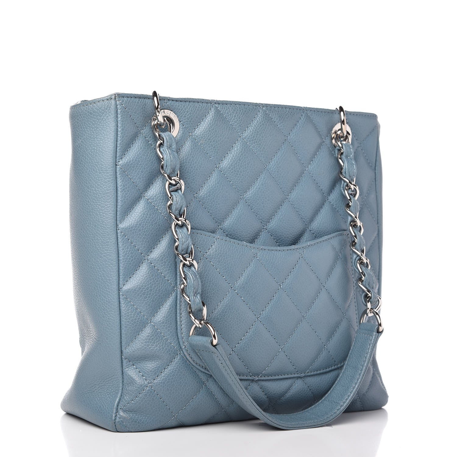 Chanel Caviar Quilted Petit Shopping Tote PST Blue 3 of 10