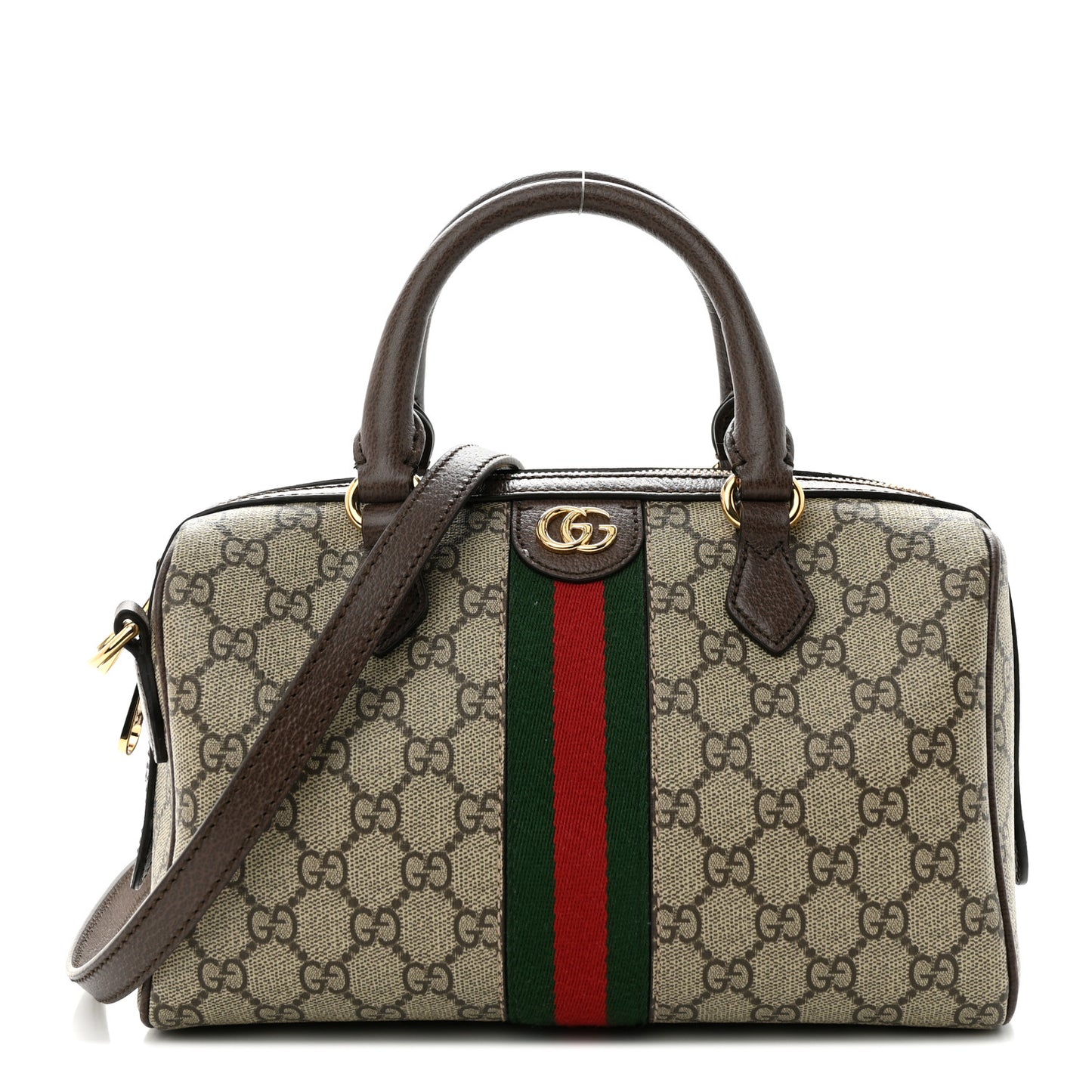 GG Supreme Monogram Web Small Ophidia Top Handle Bag Beige Ebony