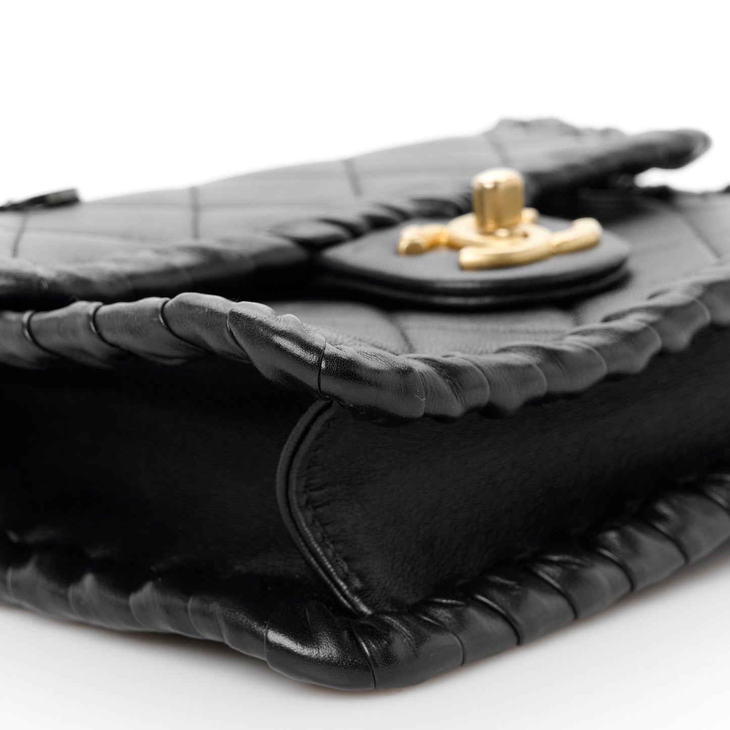 Calfskin Braided Mini My Own Frame Flap Black