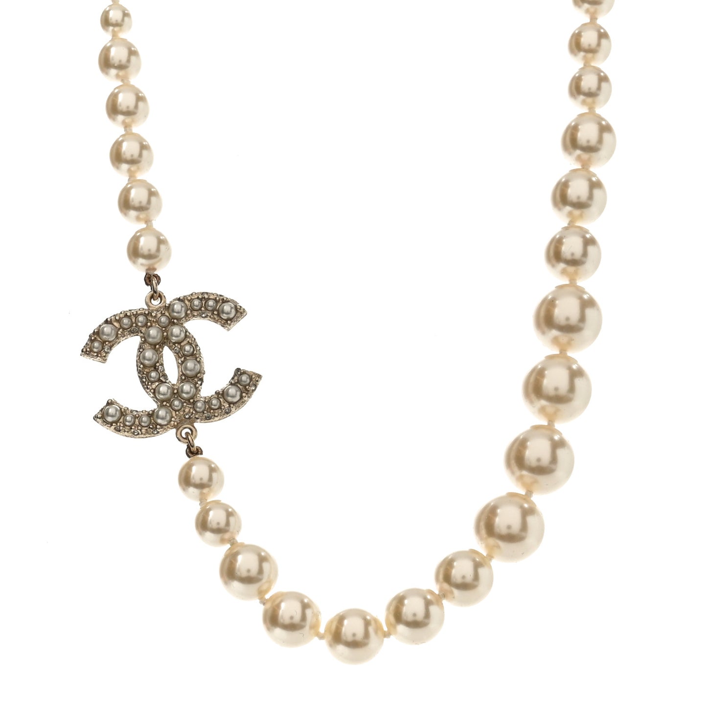 Pearl CC 100th Anniversary Necklace Light Gold