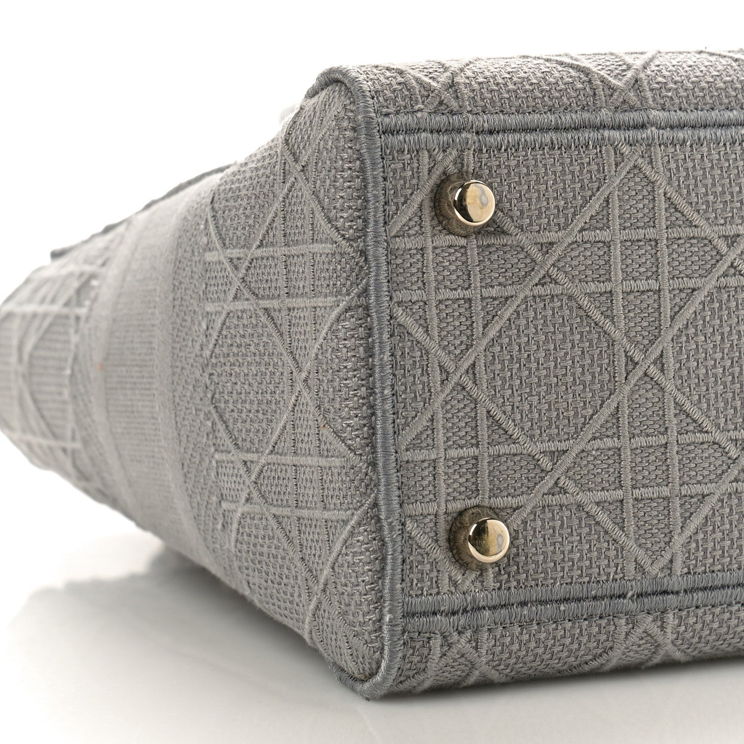 Christian Dior Canvas Embroidered Cannage Medium Lady D-Lite Gray 7 of 10