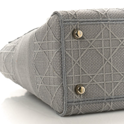 Christian Dior Canvas Embroidered Cannage Medium Lady D-Lite Gray 7 of 10