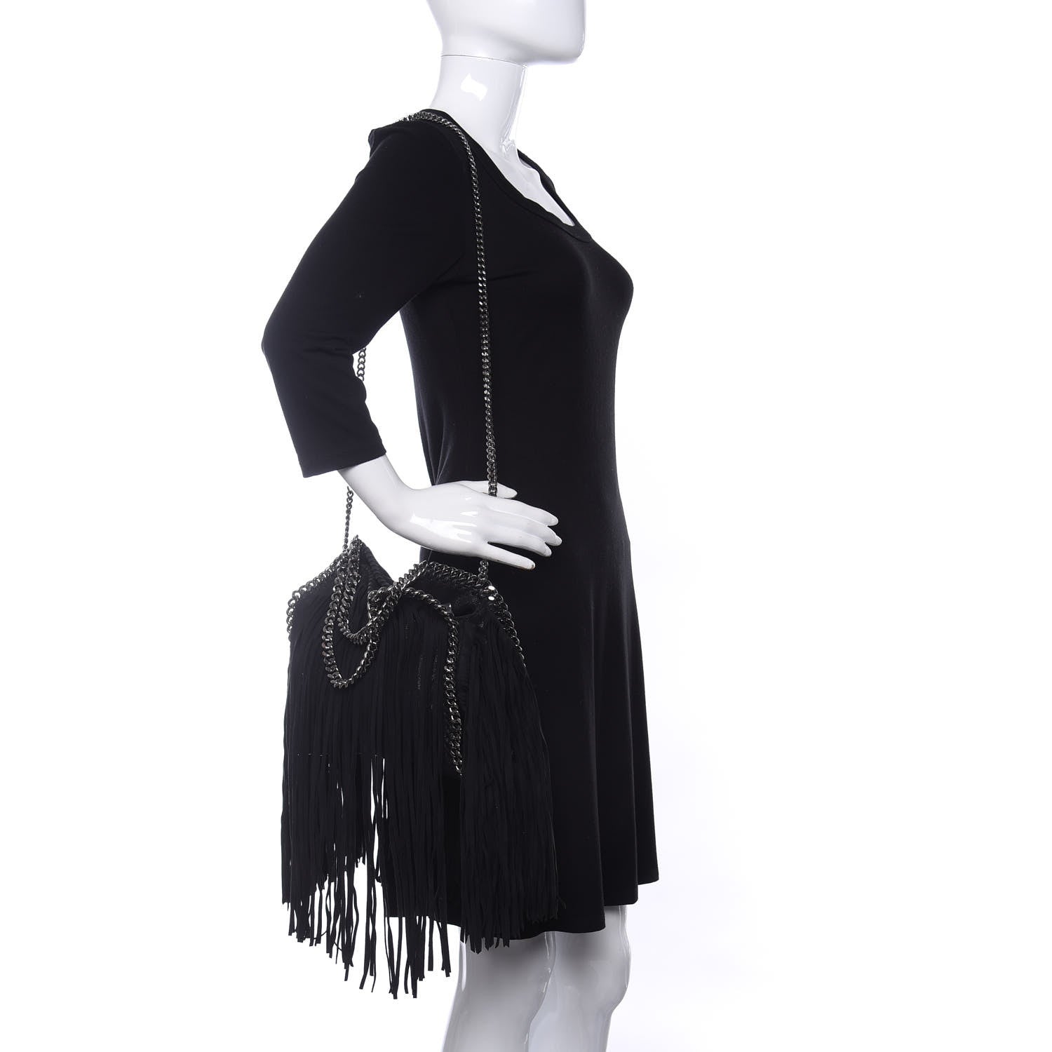 Stella McCartney Eco Suede Mini Fringe Falabella Tote Black 2 of 9