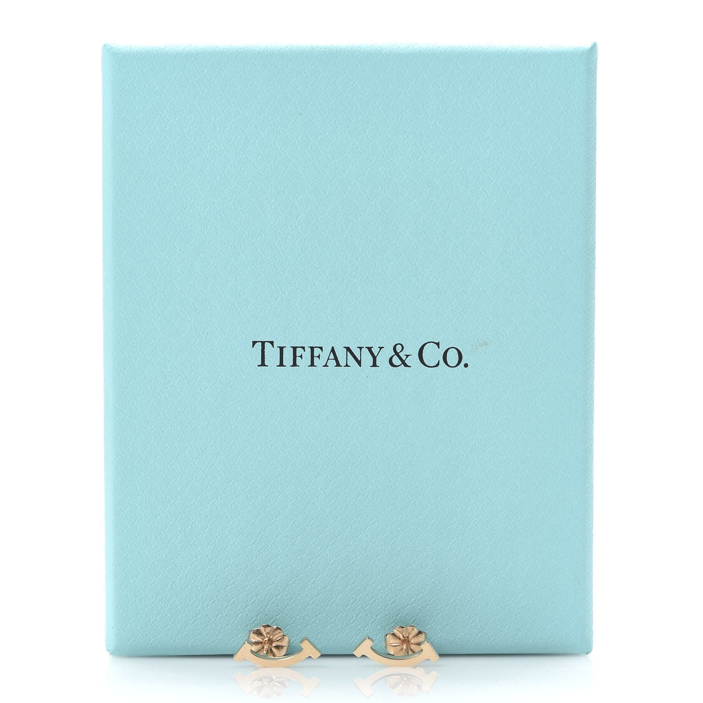 18K Rose Gold T Smile Stud Earrings