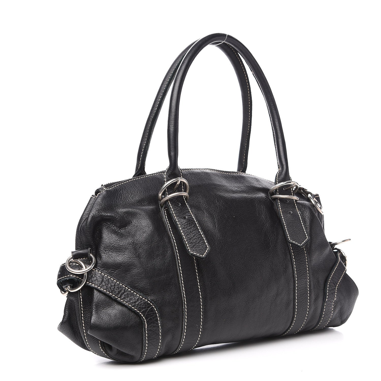 Prada Calfskin Wrapping Satchel Bag Black 2 of 16